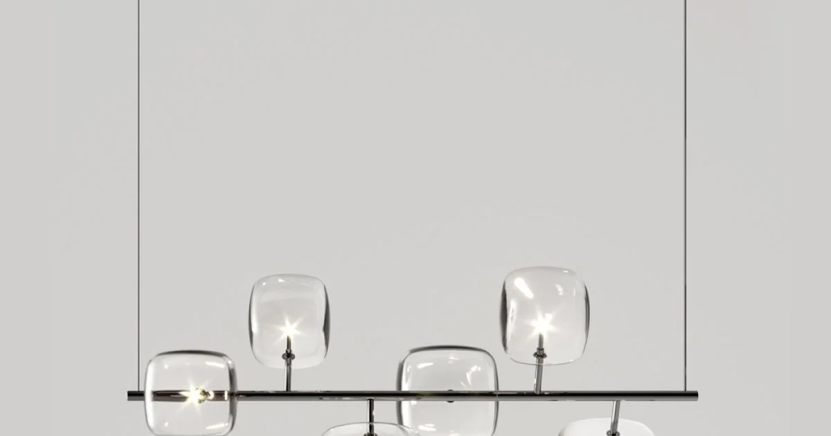 Lampadario Orizzontale in Metallo e Vetro Pyrex Trasparente - Iperspazio