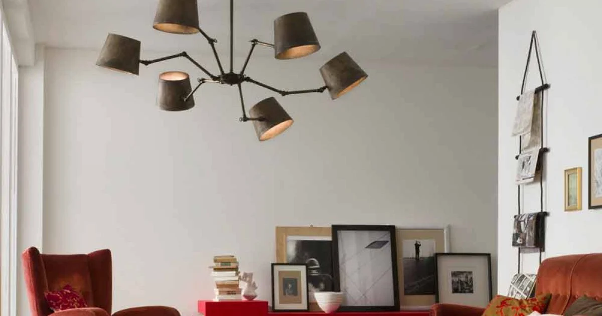 Lampadario stile industriale in ferro e ottone Reporter Il Fanale
