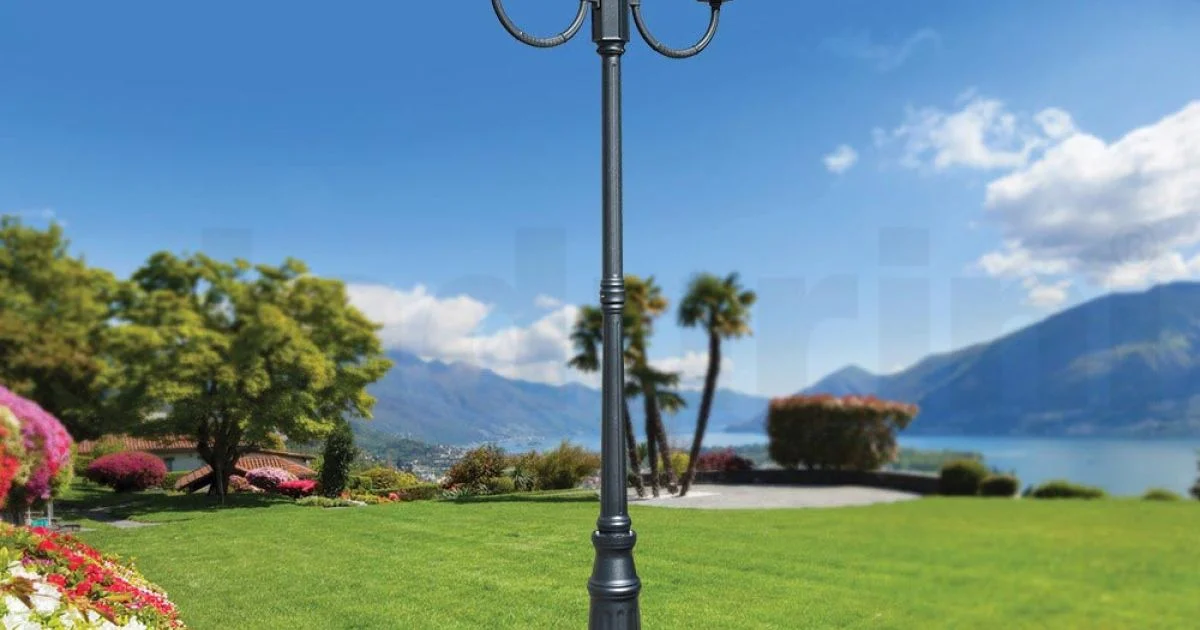 Lampione 2 Luci in Alluminio e Vetro Stile Vintage Made in Italy - Vivian
