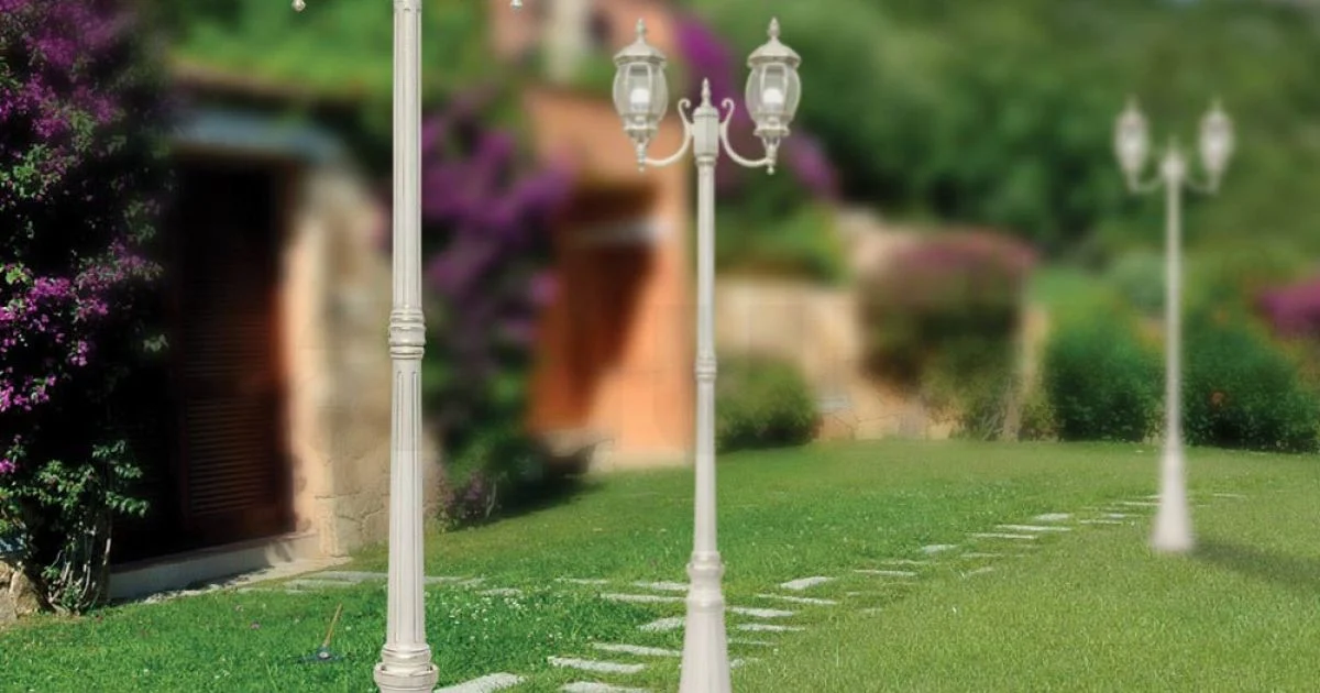 Lampione 2 Luci Stile Vintage in Alluminio Bianco Made in Italy - Dodo