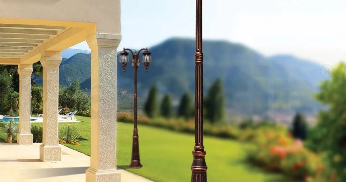 Lampione 3 Luci Stile Vintage in Alluminio Realizzato in Italia - Leona