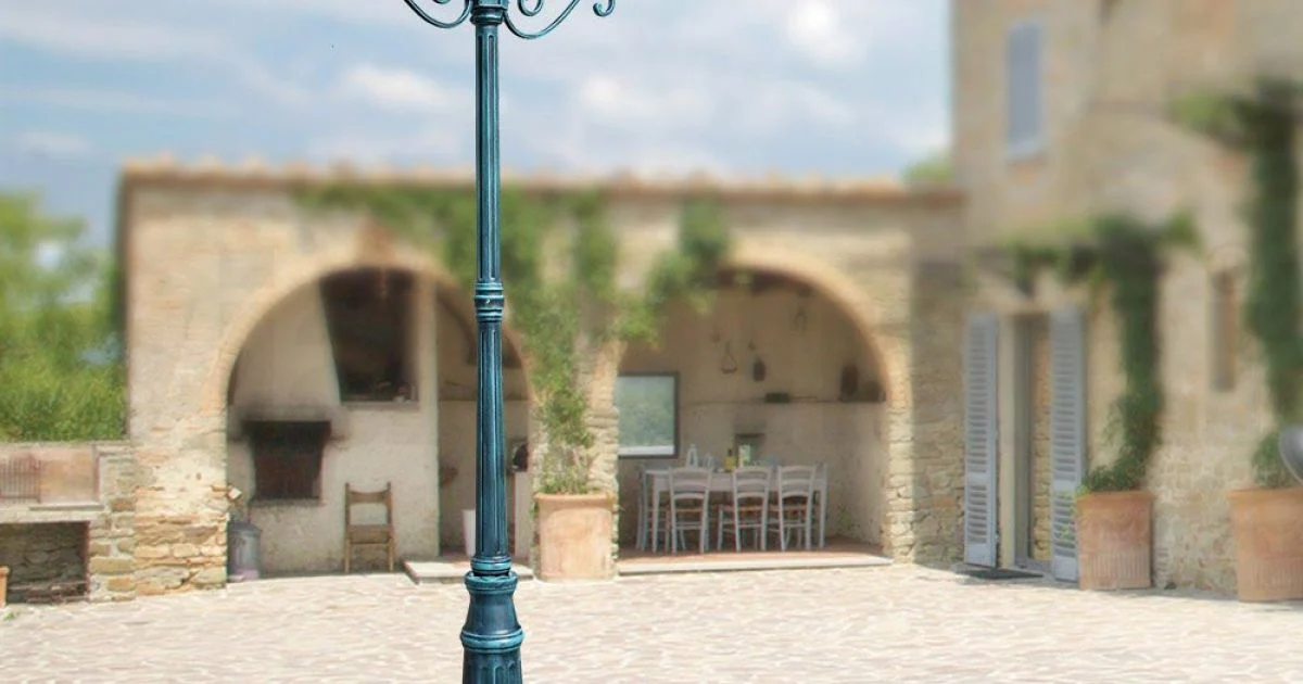 Lampione a 2 Luci in Alluminio e Vetro Made in Italy Vintage - Janira