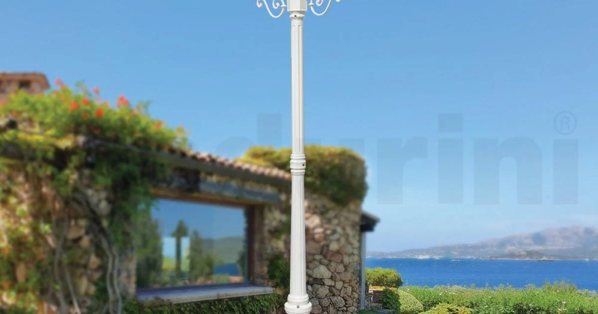 Lampione a 2 Luci Vintage in Alluminio Bianco Made in Italy - Terella