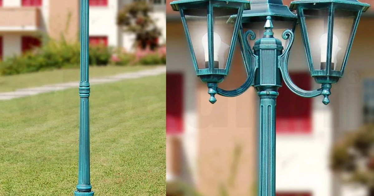 Lampione Alto 211 cm da Giardino in Vetro e 5 Finiture di Alluminio - Pinako