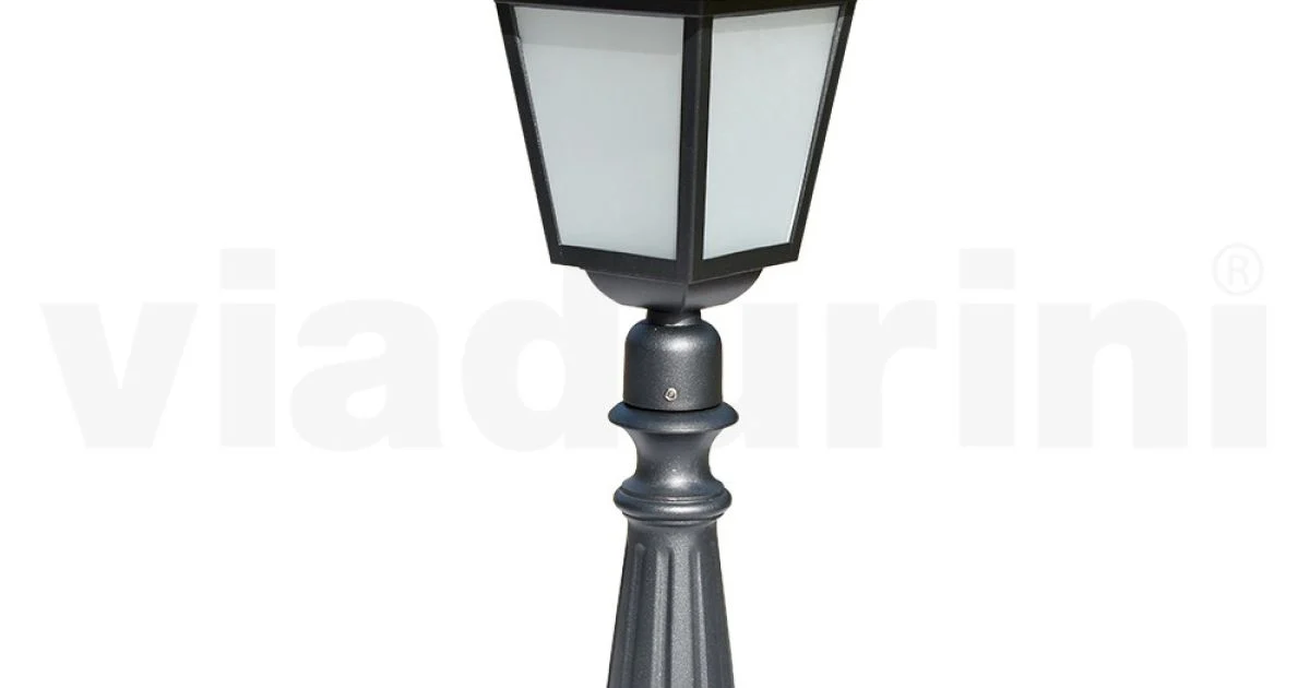 Lampione Alto 76,5 cm da Giardino in Alluminio Antracite e Vetro Sabbiato - Elric