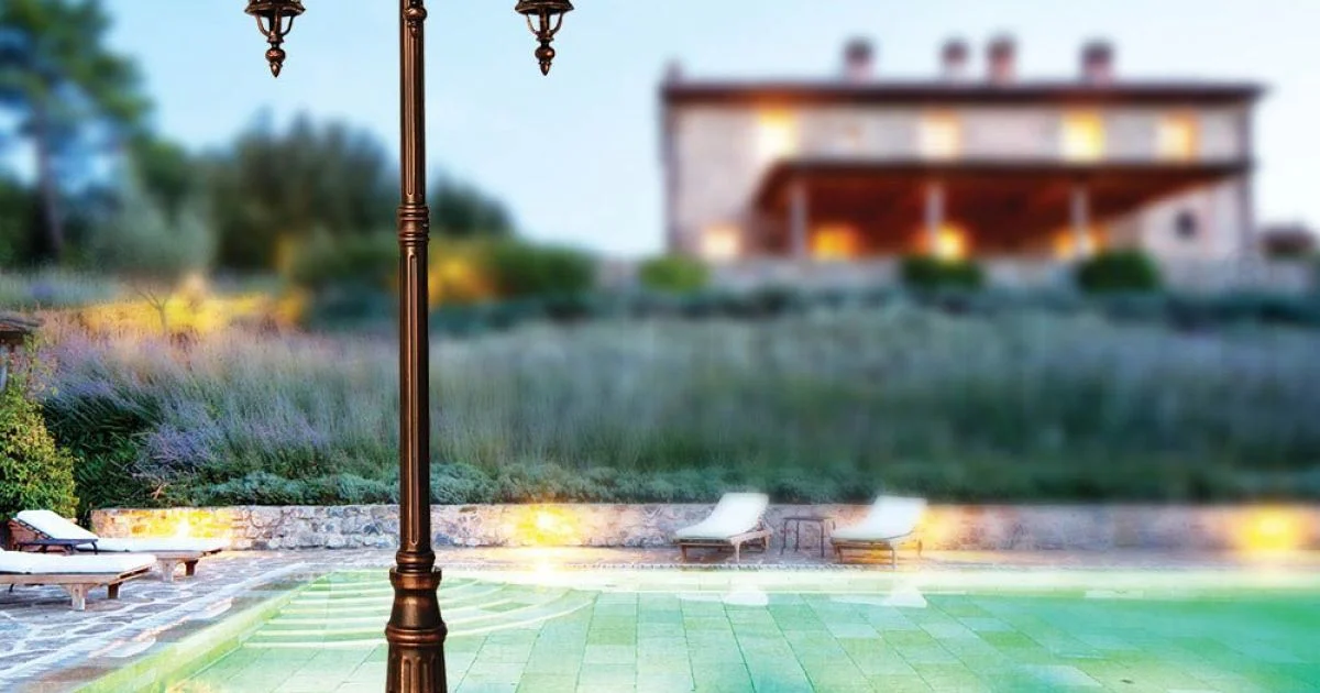 Lampione da Esterno 3 Luci in Alluminio Stile Vintage Made in Italy - Leona