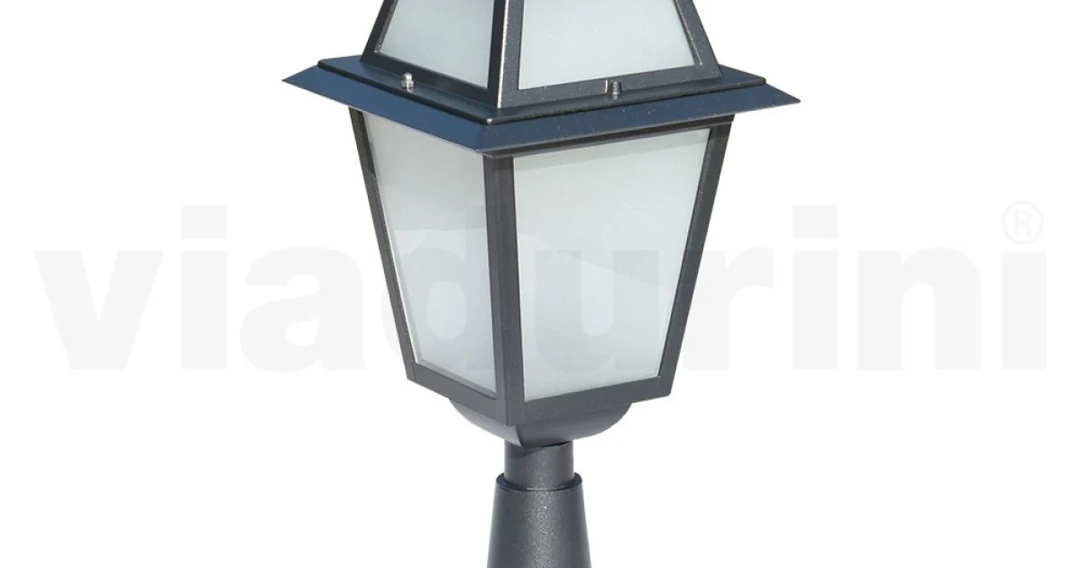 Lampioncino da Giardino in Alluminio Antracite e Vetro Sabbiato - Elric