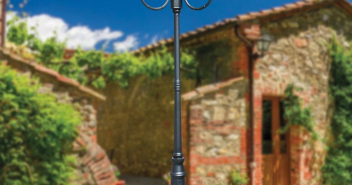 Lampione Vintage a 3 Luci in Alluminio e Vetro Made in Italy - Vivian