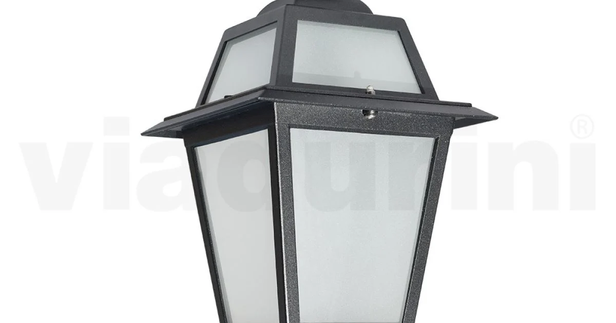Lanterna a Soffitto da Giardino in Alluminio Antracite e Vetro Sabbiato - Elric