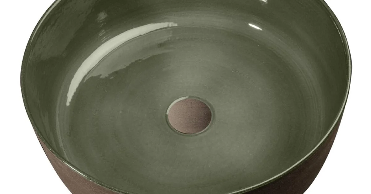 Lavabo da Appoggio Rotondo in Argilla Refrattaria Realizzato in Italia - Tatiana