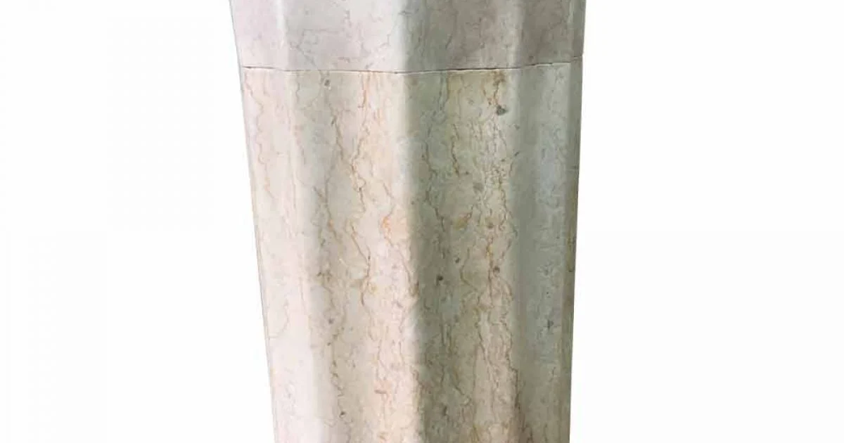Lavabo a colonna Daisy colore bianco in pietra naturale, pezzo unico