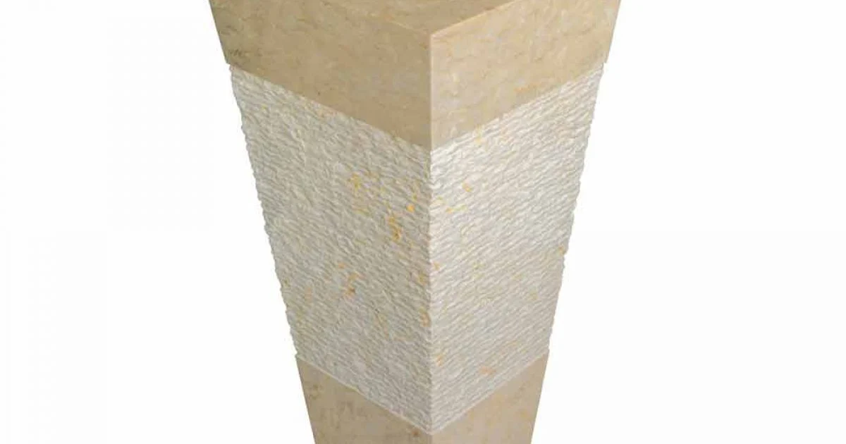 Lavabo a Colonna piramidale in Pietra Naturale Beige Nias