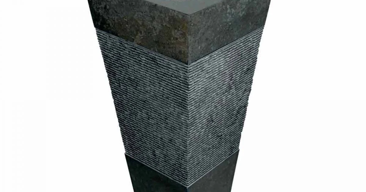 Lavabo a Colonna piramidale in Pietra Naturale Nera Nias