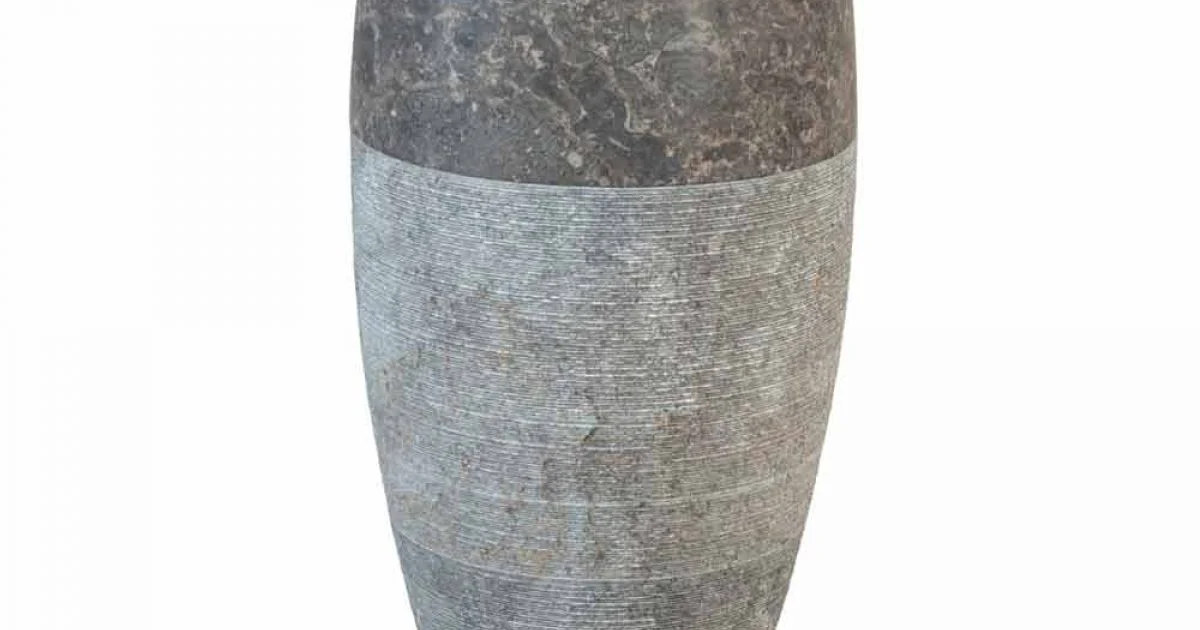 Lavabo a Colonna sferico in Pietra Naturale Fumè Gili, elegante e di design