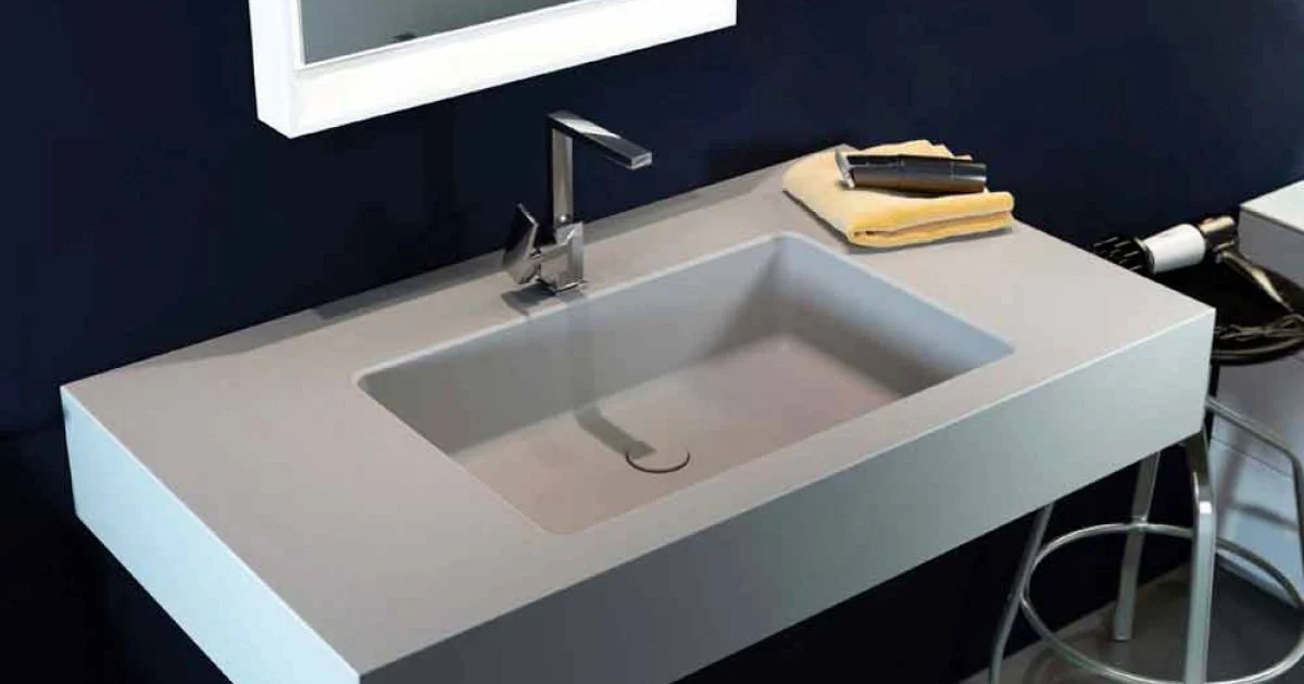 Lavabo a sospensione moderno in Luxolid made in Italy, Ruffano