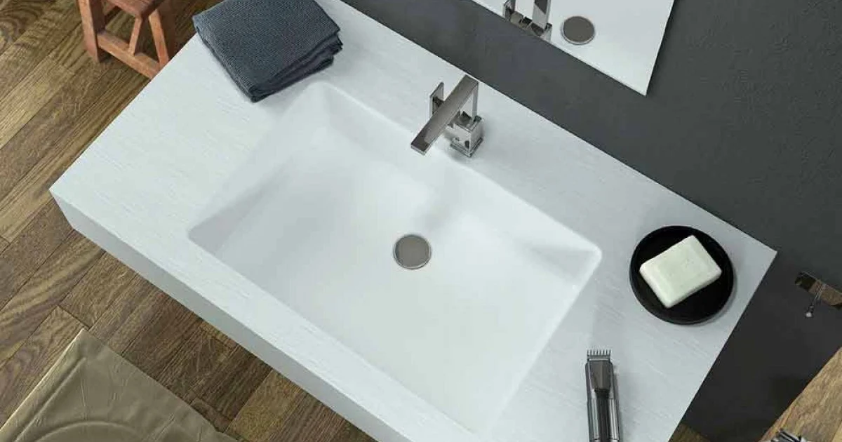 Lavabo a sospensione moderno in Texolid prodotto in Italia, Rufina