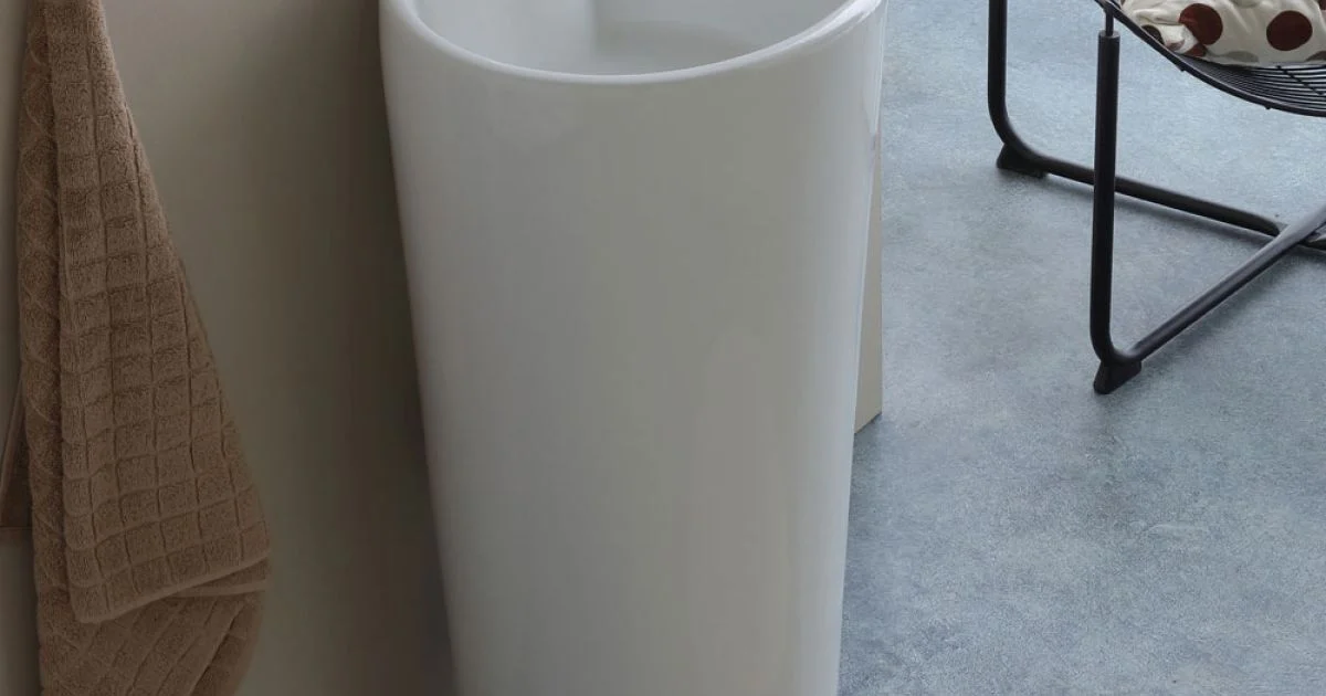Lavabo a Terra Freestanding Tondo in Ceramica Bianca Moderna - Papavero