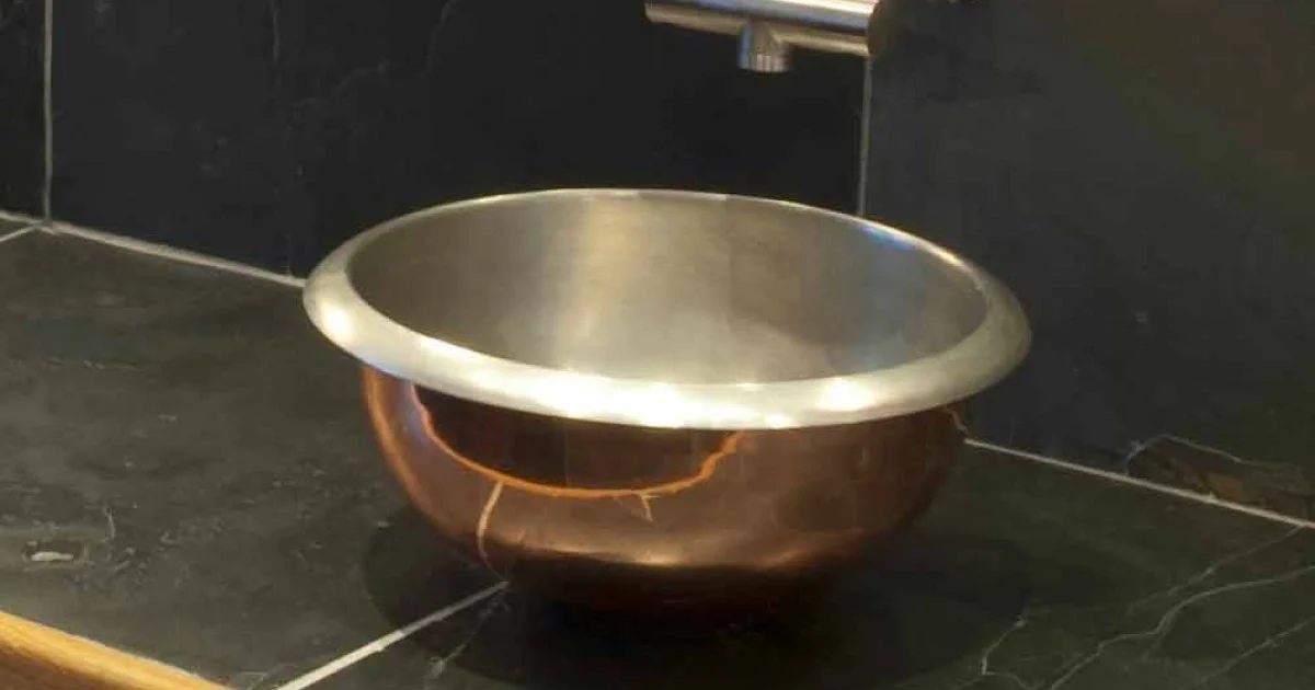 Lavabo appoggio design in rame vintage con finitura nickel satinato Pure