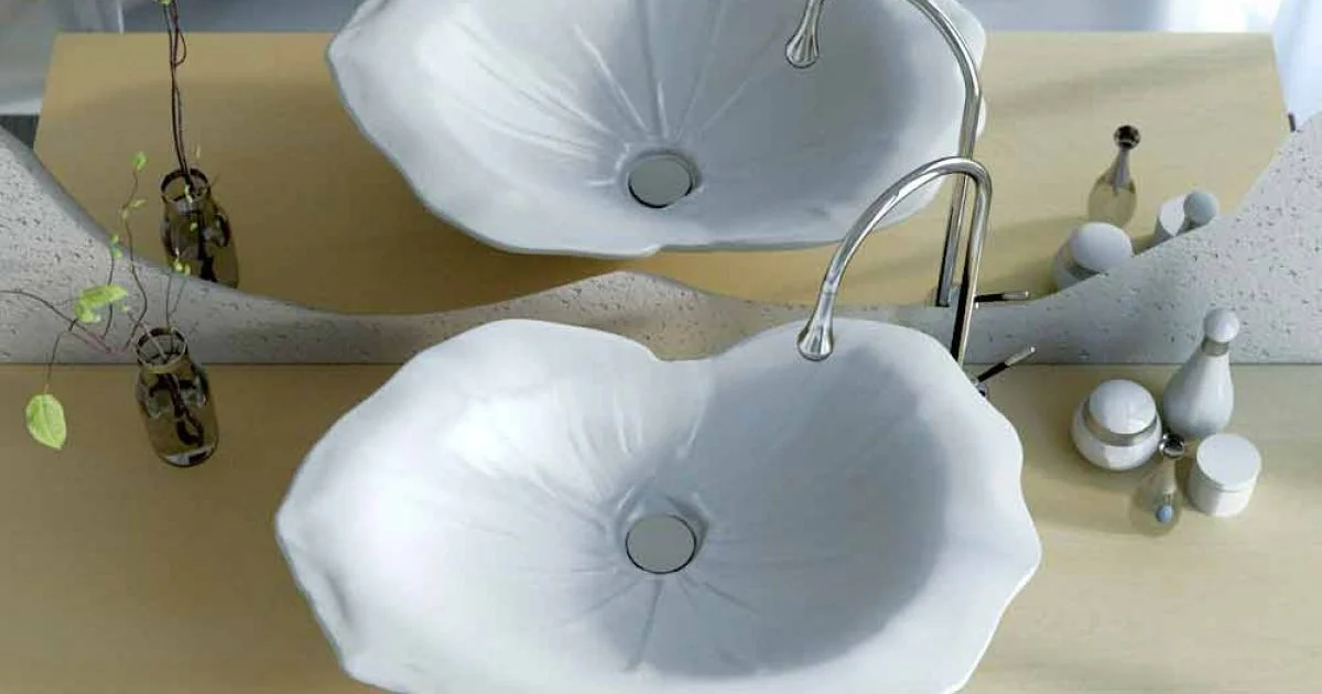 Lavabo appoggio design moderno a forma di foglia Faruglium