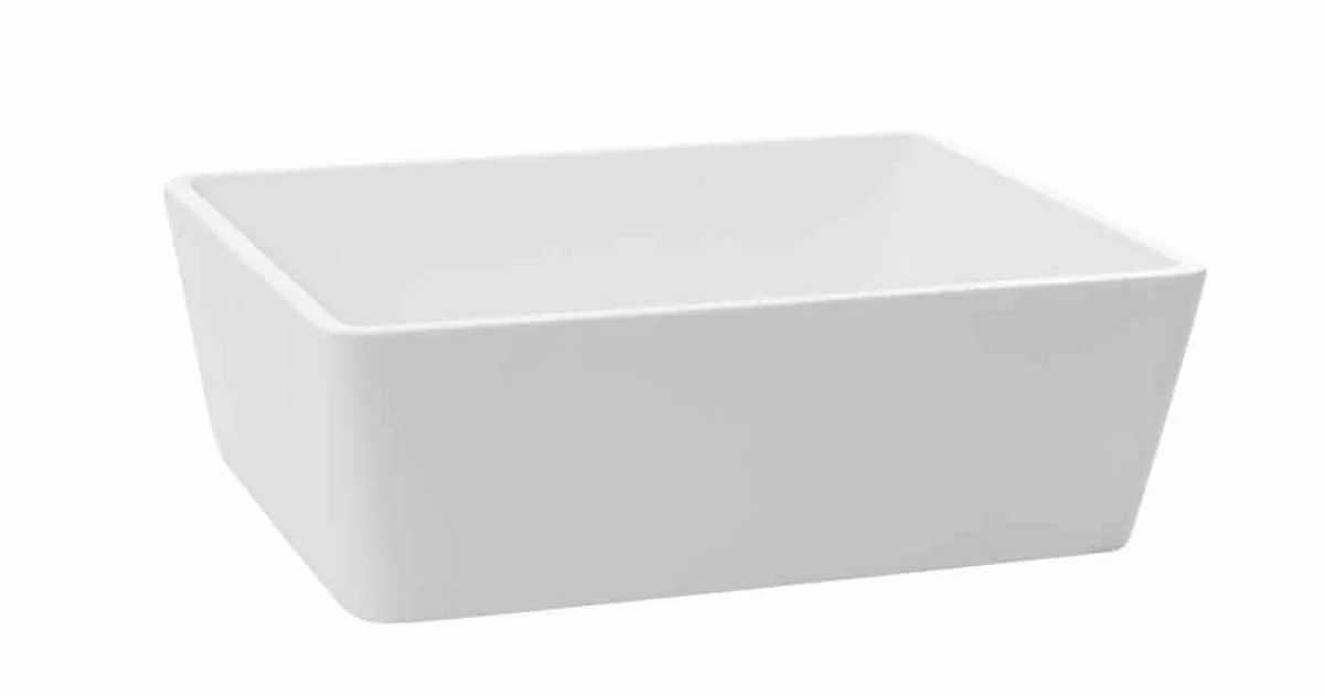 Lavabo Bagno da Appoggio in Solid Surface Bianco con Scarico Nascosto - Sider