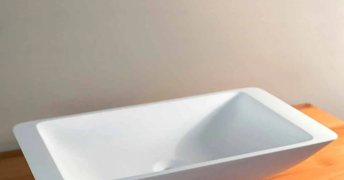 Lavabo Bagno da Appoggio Rettangolare in Solid Surface Bianco - Albertina