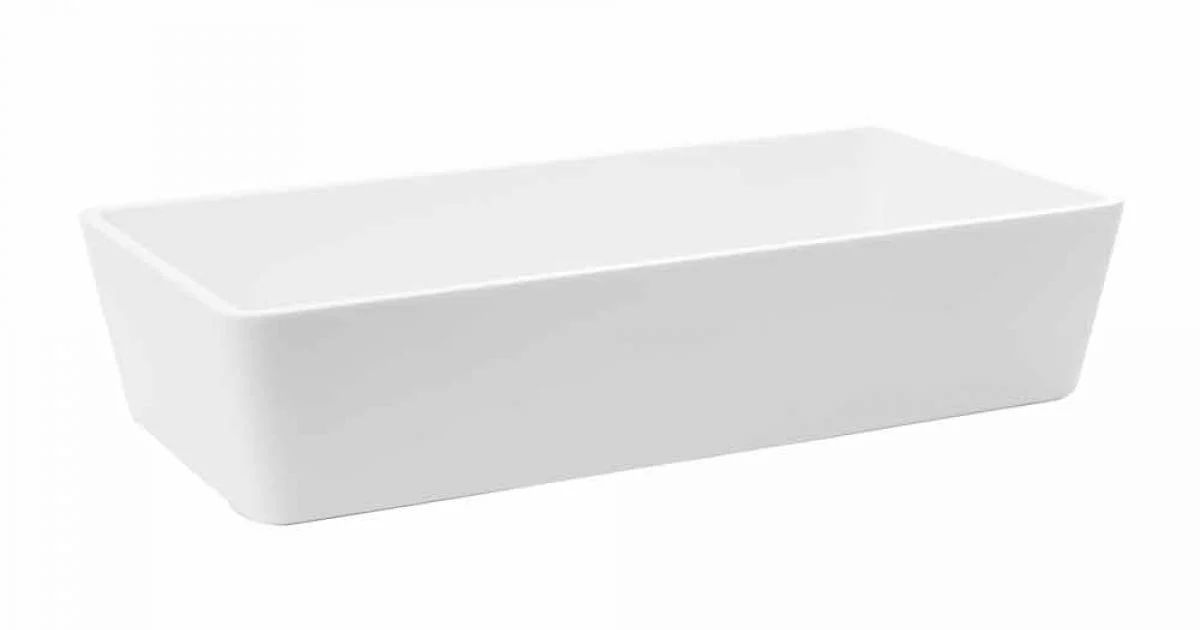 Lavabo Bagno da Appoggio Rettangolare in Solid Surface Finitura Bianca - Sider