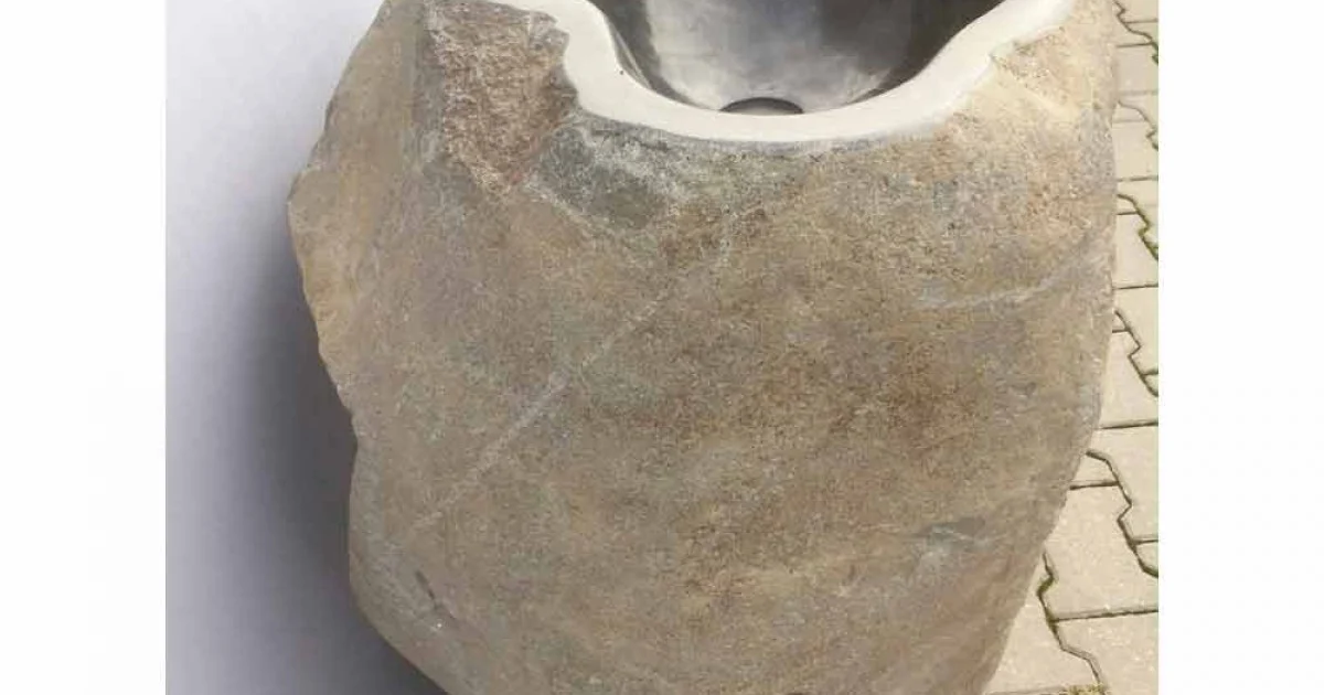 Lavabo bagno design a colonna in pietra naturale Mare, pezzo unico