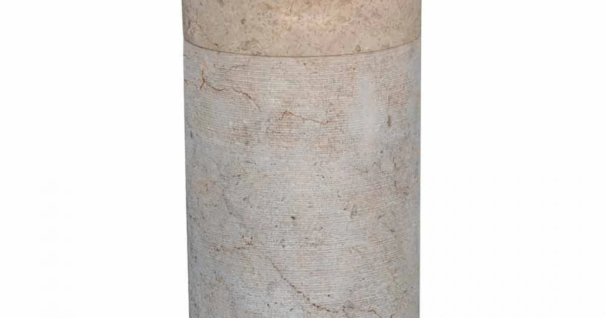 Lavabo Bagno Freestanding in Marmo Finitura Avorio Forma Cilindrica - Cremino