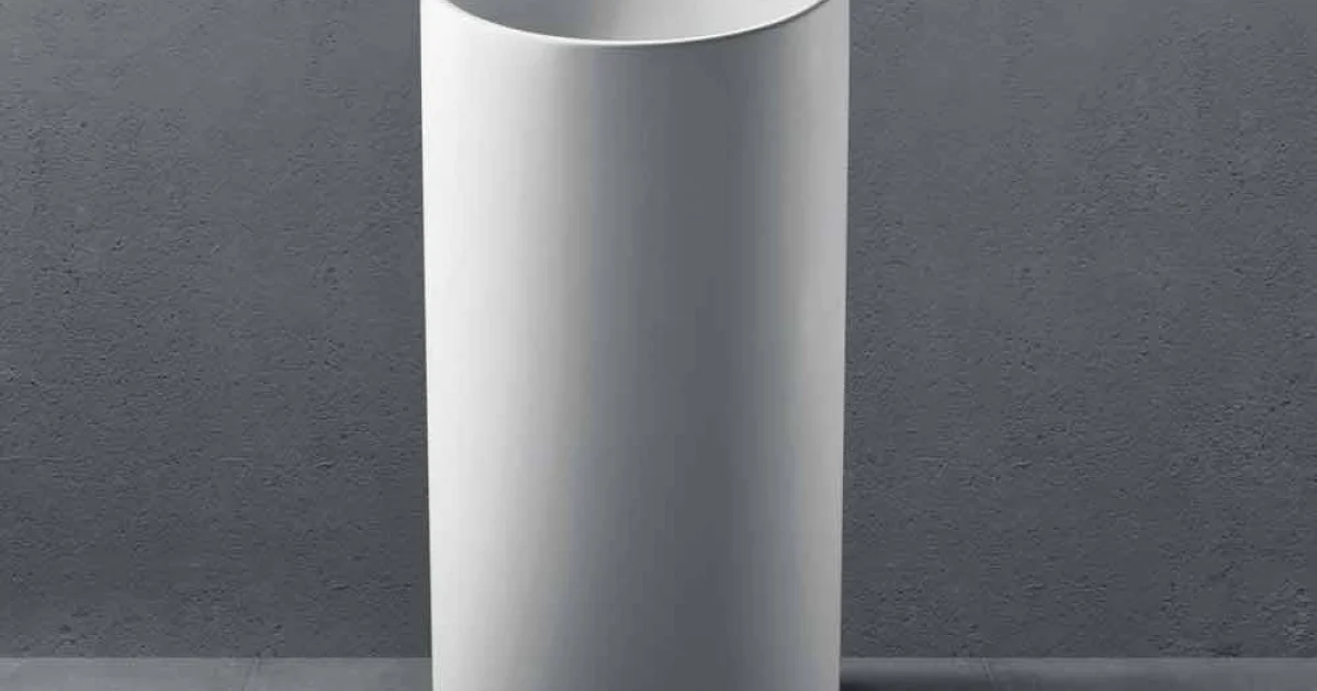 Lavabo Bagno Freestanding in Resina Bianca dalla Forma Cilindrica - Libertino