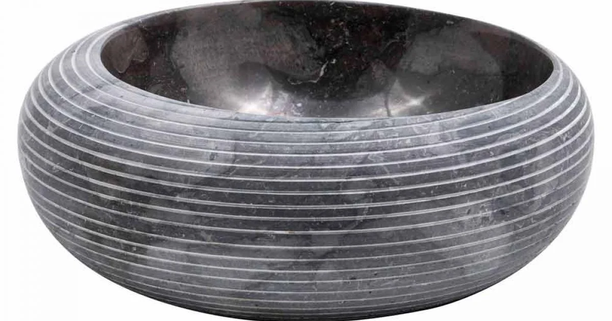 Lavabo circolare da appoggio di design in marmo fatto a mano, Bubbio