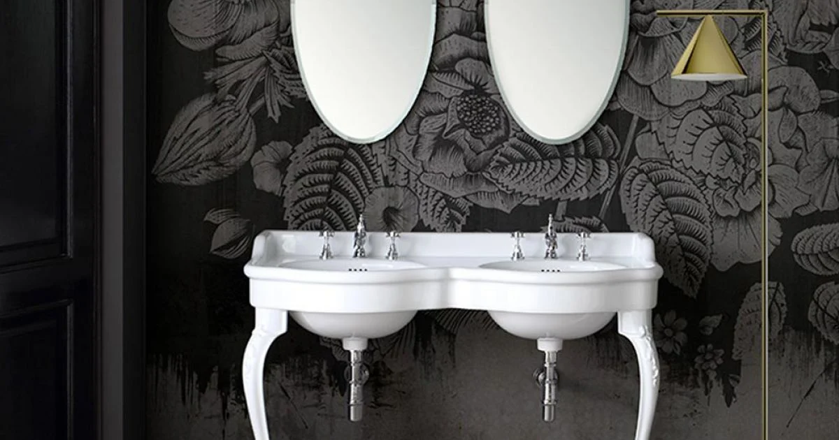 Lavabo Consolle Classico in Ceramica Bianca L 120 cm Made in Italy - Magda