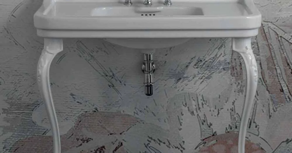 Lavabo consolle in ceramica bianco di design classico made Italy,Swami