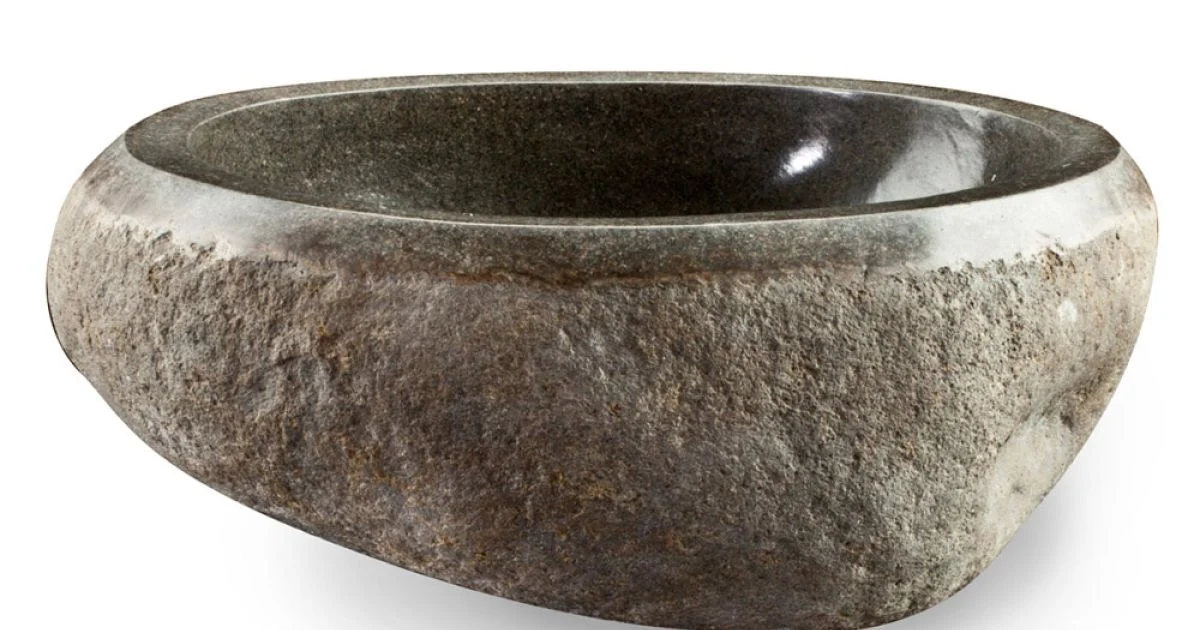 Lavabo da Appoggio Artigianale in Pietra Naturale di Fiume Moderno - Aurea