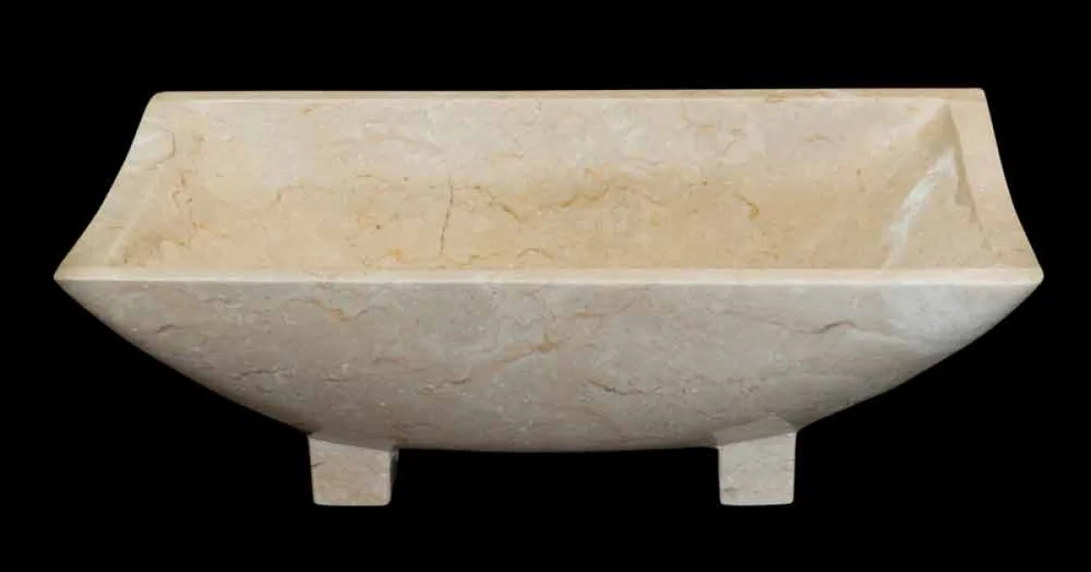 Lavabo da appoggio bagno di design in pietra naturale Iria,pezzo unico
