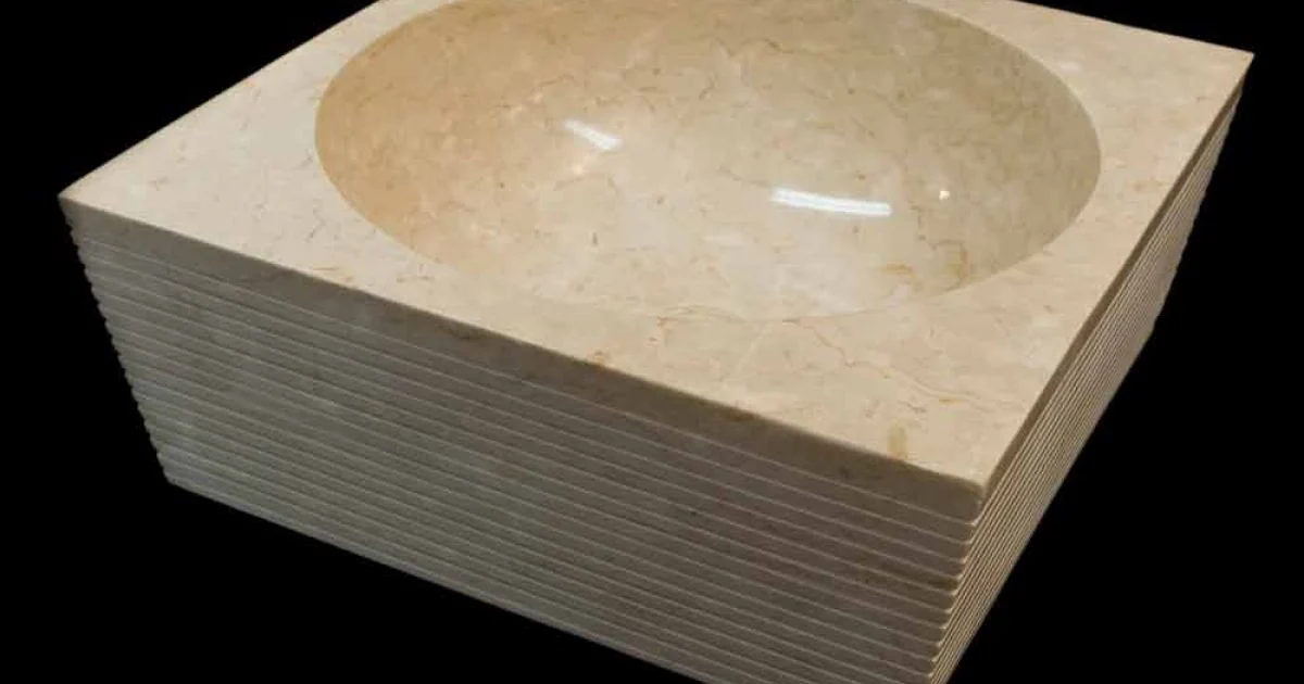 Lavabo di design da appoggio bianco in pietra naturale Zor pezzo unico