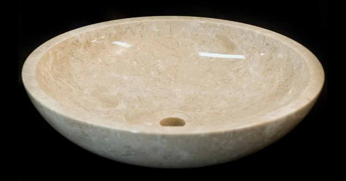Lavabo bagno di design da appoggio in pietra naturale bianca Ziva