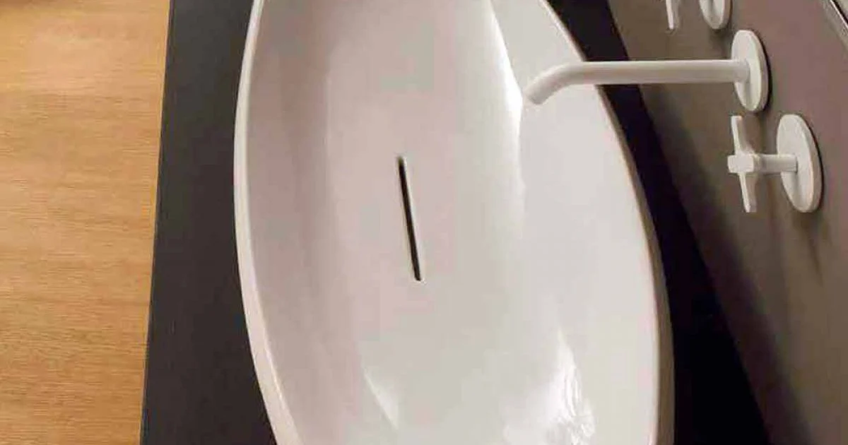 Lavabo da appoggio ceramica bianco di design moderno made Italy Laura