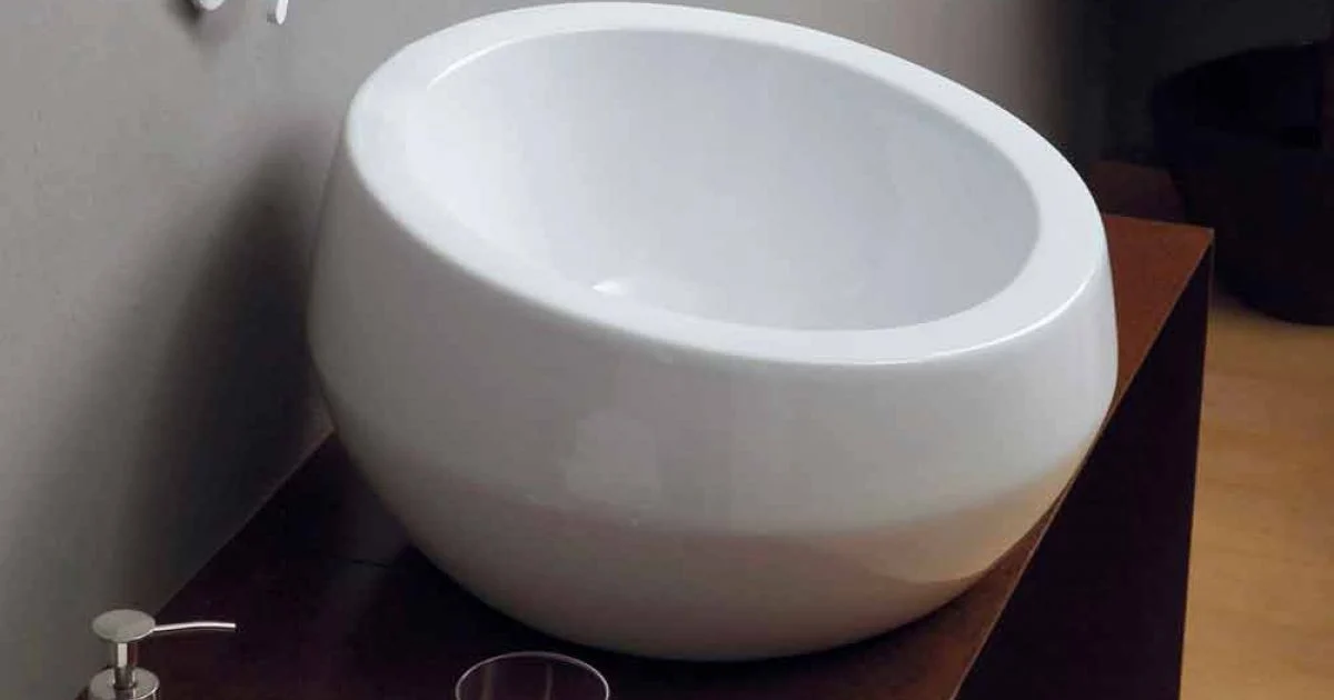 Lavabo da appoggio circolare di design in ceramica made in Italy Elisa