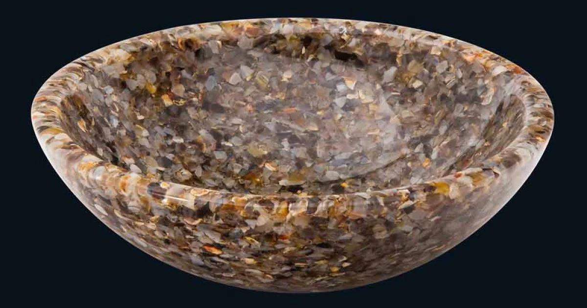 Lavabo da appoggio design in resina artificiale e pietra agata Ofelia