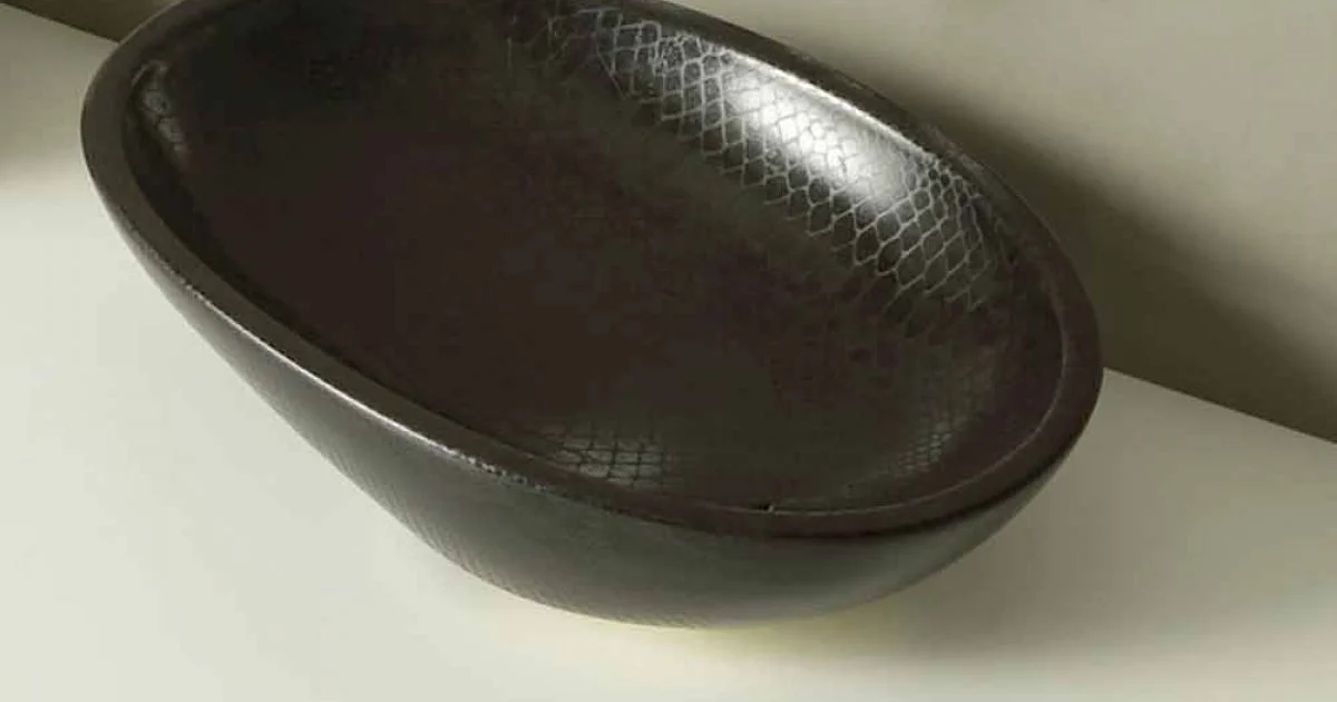 Lavabo da appoggio di design ceramica pitone nero made in Italy Glossy