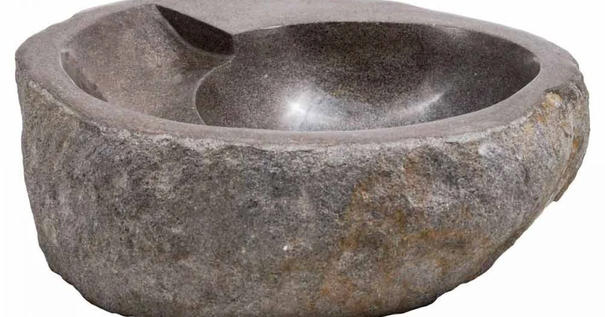Lavabo da appoggio di moderno design in pietra di fiume, Busca
