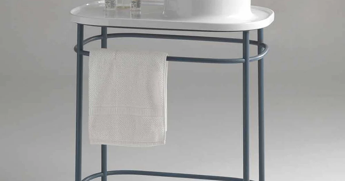 Lavabo da appoggio in ceramica vintage completo di base metallica Marta