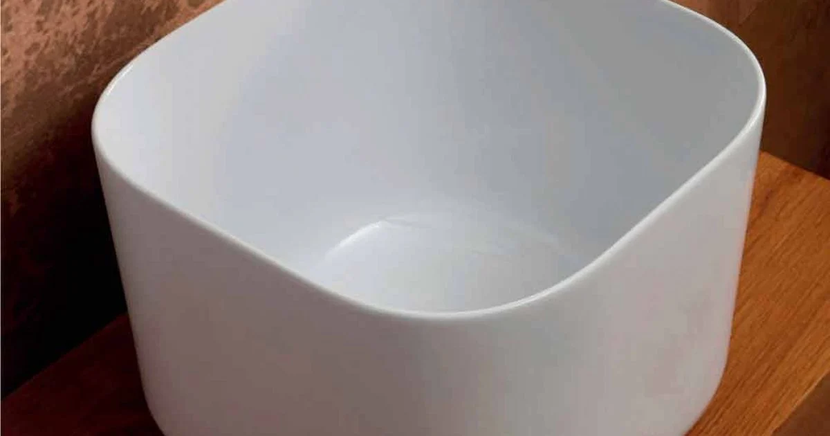 Lavabo da appoggio in ceramica design moderno Star Square 40x40 cm