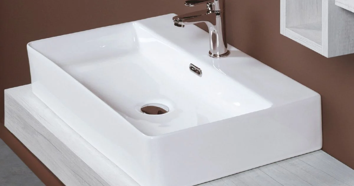 Lavabo da Appoggio in Ceramica e Foro Rubinetteria Design Moderno - Papavero