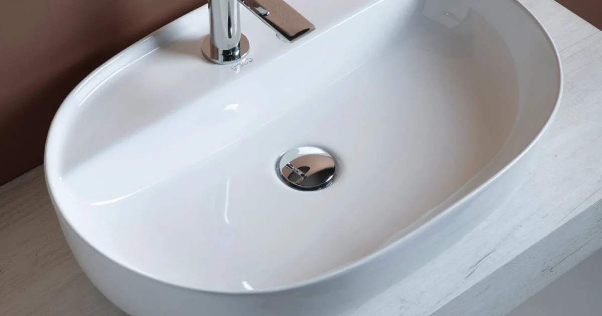 Lavabo da Appoggio Monoforo in Ceramica Lucida Design Moderno - Papavero
