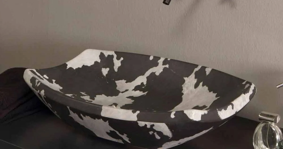 Lavabo da appoggio in ceramica maculato di design made in Italy Laura