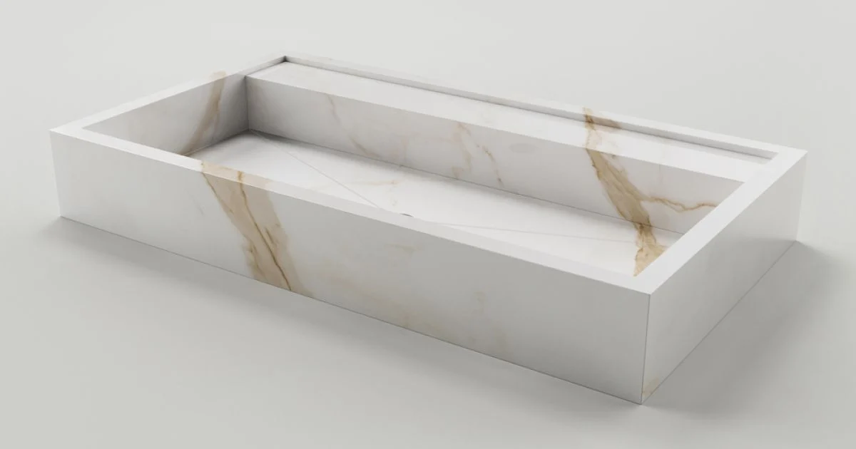 Lavabo da Appoggio in Gres Porcellanato Effetto Marmo Made in Italy - Cervia