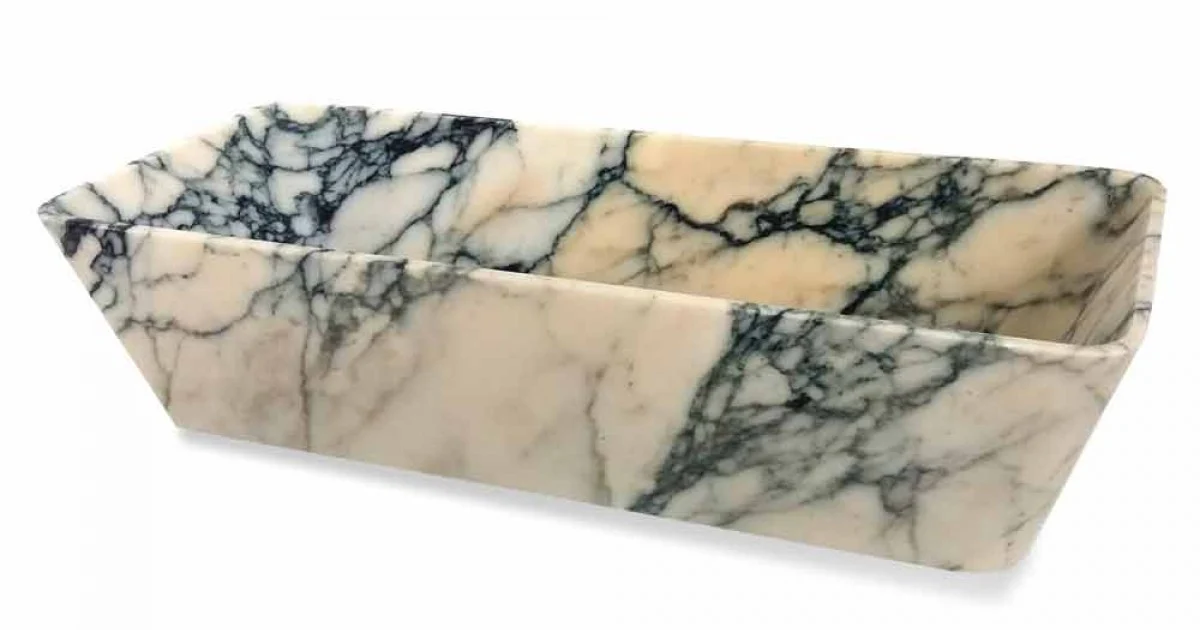 Lavabo da Appoggio in Marmo Paonazzo Design Squadrato Made in Italy - Karpa