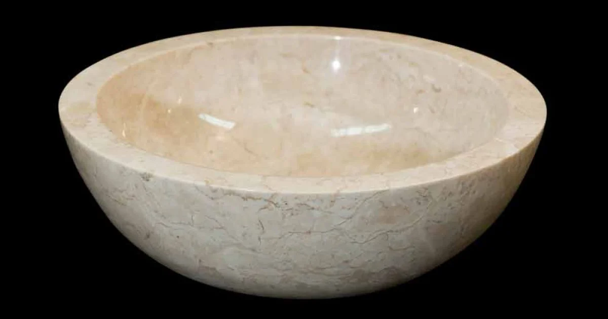 Lavabo da appoggio bianco in marmo Levi, di design, pezzo unico