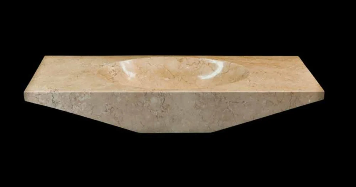 Lavabo bagno di design da appoggio in pietra bianca Vox, fatto a mano